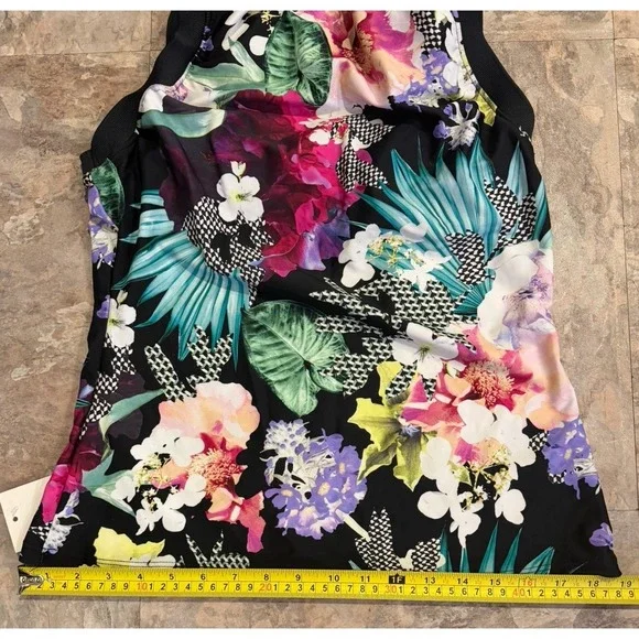 Hapari Womens UPF 50+ Floral Print Built In Bra Tankini Swim Top Tank Size L - Picture 5 of 6